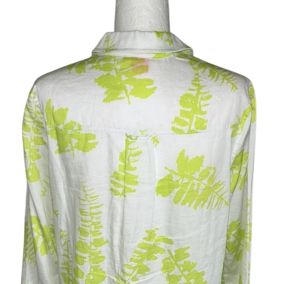 Persifor White & Lime Green Leaf Print Tunic Top Blouse - L - Picture 6 of 11